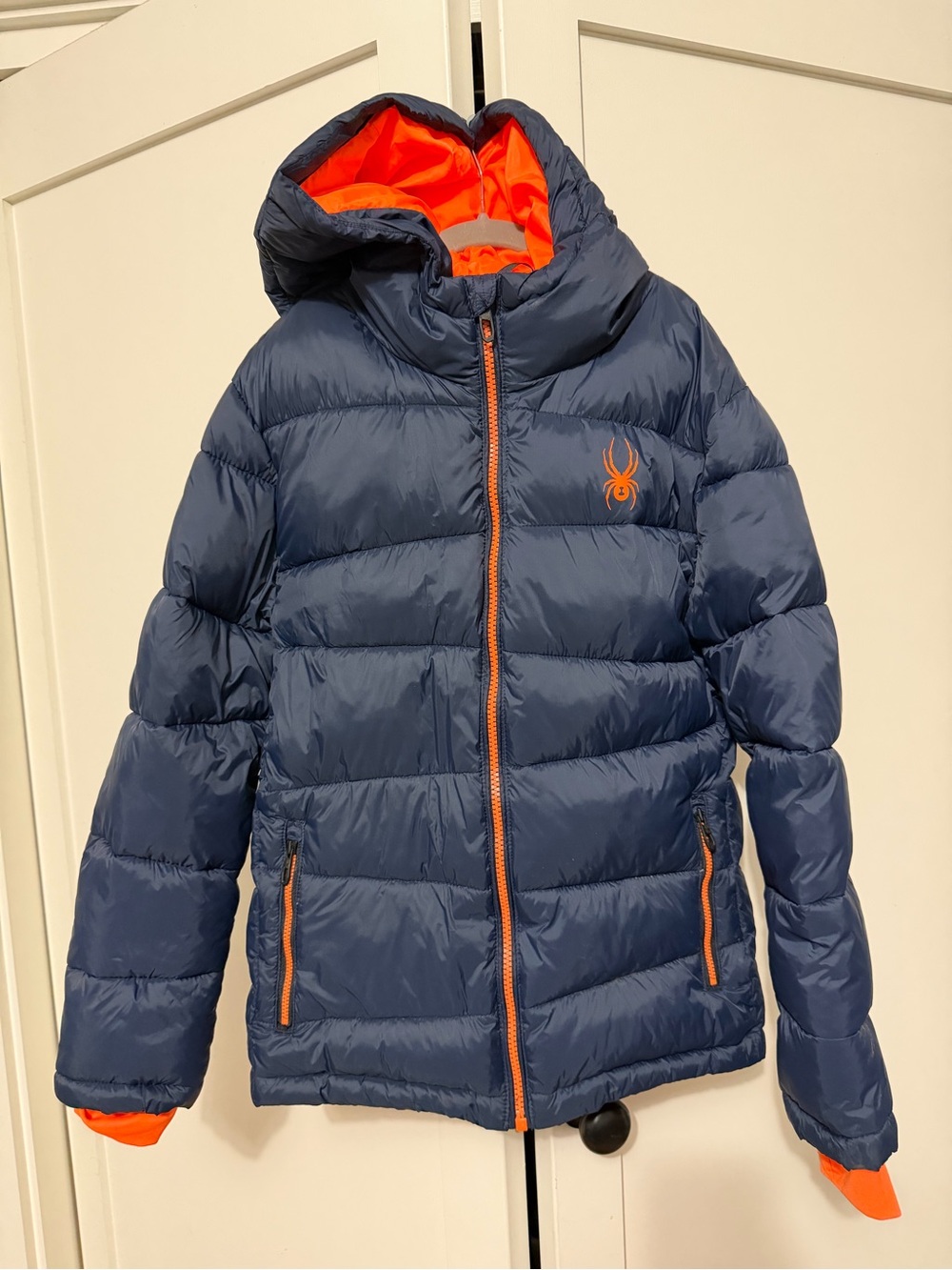 Spyder Navy Puffer Jacket with Orange Accents